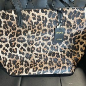 “Le Miel” vegan tote leopard print tote bag